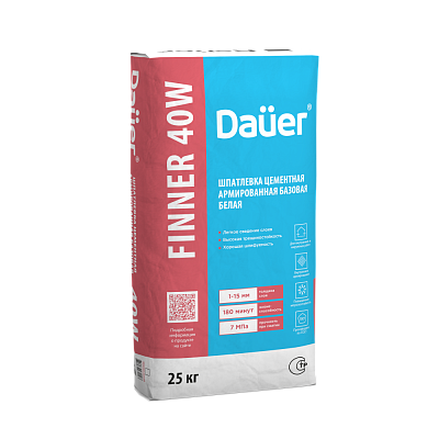 Dauer Finner® 40 W Шпатлевка цементная армированная базовая белая